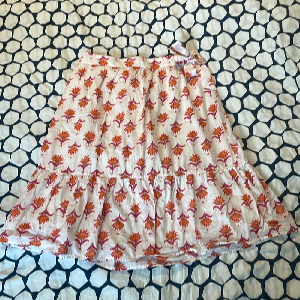 J Crew floral patterned ruffle skirt with tie, 14